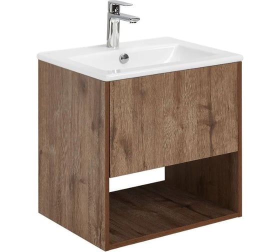 Тумба AQUATON Форм 60 дуб веллингтон/Раковина Элина 60/Фасад дуб веллингтон 1A2883V4A4DW0