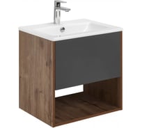 Тумба AQUATON Форм 60 дуб веллингтон/Раковина Элина 60/Фасад антрацит 1A2883V3A4DW0