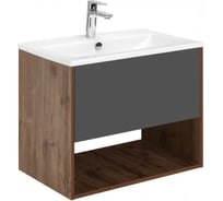 Тумба AQUATON Форм 75 дуб веллингтон/Раковина Элина 75/Фасад антрацит 1A2884V3A4DW0