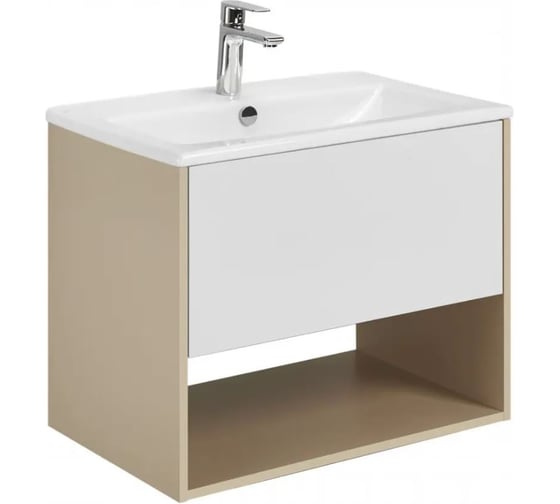 Тумба AQUATON Форм 75 капучино/Раковина Элина 75/Фасад белый глянец 1A2884V1A44A0