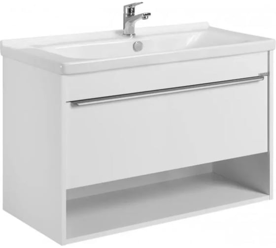 Тумба AQUATON Хоуп 100 с раковиной Миранда 100, 1 ящик, цвет Белый матовый 1A2874V0HP2B0