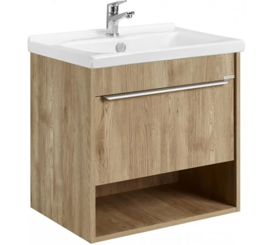 Тумба AQUATON Хоуп 60 с раковиной Миранда 60, 1 ящик, цвет Орех 1A2872V0HP6C0