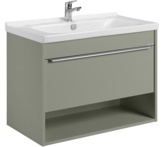 Тумба AQUATON Хоуп 80 с раковиной Миранда 80, 1 ящик, цвет Хаки 1A2873V1HP9D0