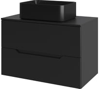 Тумба с раковиной подвесная ORANGE Лайн 70 см, черный Li-70TubMDF+B02-460MB