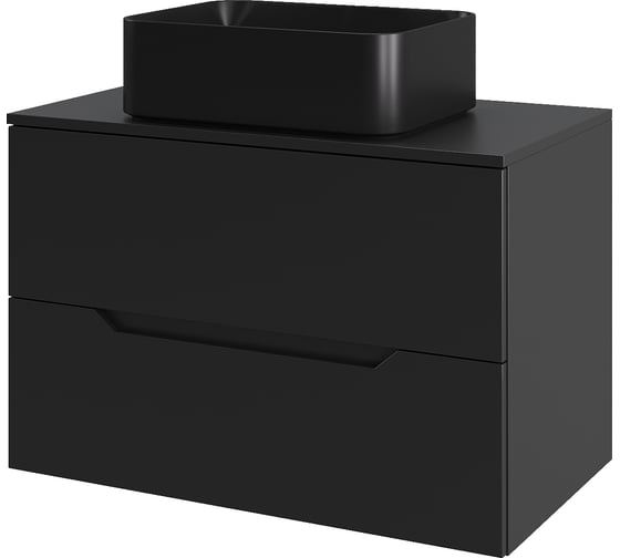 Тумба с раковиной Orange Line подвесная 70 см, черный Li-70TubMDF+B02-460MB