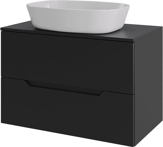 Тумба с раковиной Orange Line подвесная 70 см, черный/белый Li-70TubMDF+B08-500W