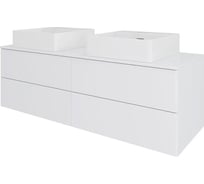 Тумба ORANGE Отто с 2-мя раковинами подвесная 130 см, белый глянец Ot-130TuMDF+B04-405W