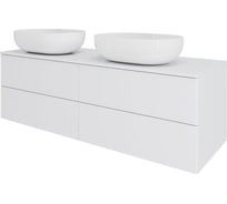 Тумба ORANGE Отто с 2-мя раковинами подвесная 130 см, белый глянец Ot-130TuMDF+B05-480W