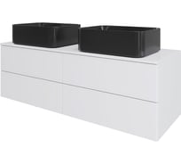 Тумба ORANGE Отто с 2-мя раковинами подвесная 130 см, белый глянец Ot-130TuMDF+B02-460MB