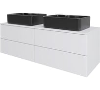 Тумба ORANGE Отто с 2-мя раковинами подвесная 130 см, белый глянец Ot-130TuMDF+B01-475MB