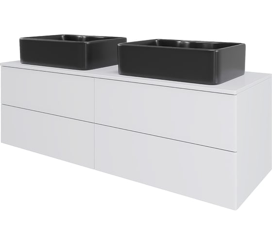 Тумба ORANGE Отто с 2-мя раковинами подвесная 130 см, белый глянец Ot-130TuMDF+B01-475MB