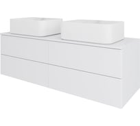 Тумба ORANGE Отто с 2-мя раковинами подвесная 130 см, белый глянец Ot-130TuMDF+B02-460W