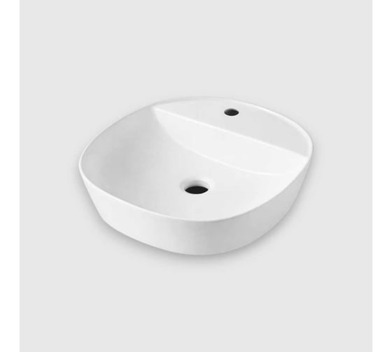 Раковина накладная Nofer овальная, с полочкой для смесителя 405x405x120 мм SPIN 40 CG. белый 23541