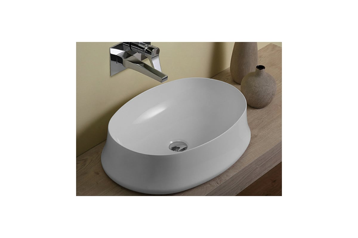 Накладная раковина SIMAS SHARP овальная, без отверстий под смеситель ...