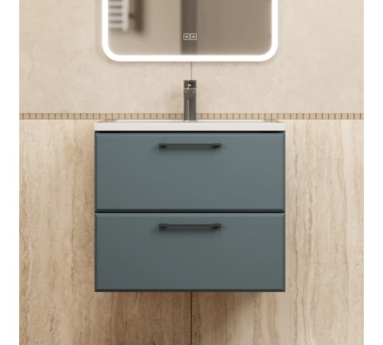 Тумба с раковиной для ванной Uperwood Foster New_60 см, подвесная, серый графит KFosterNEW60g