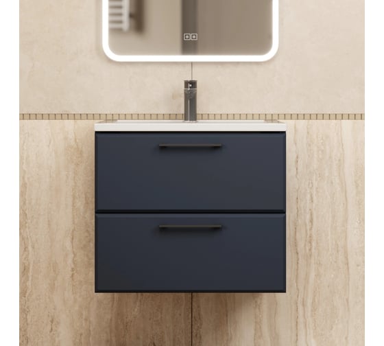 Тумба с раковиной для ванной Uperwood Foster New_60 см, подвесная, черная KFosterNEW60b