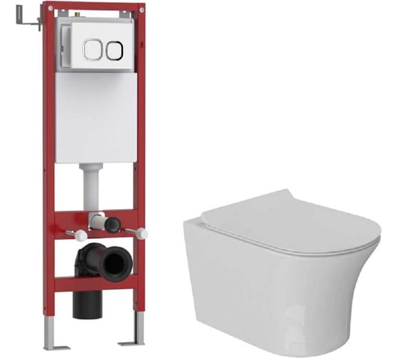 Комплект Система инсталляции WAVE МЕХАНИКА 380+унитаз СТАР/STAR+квадратная кнопка A1 белая 558181