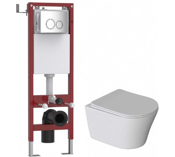 Комплект Система инсталляции WAVE МЕХАНИКА 380+унитаз ТРЕНД/TREND+круглая кнопка W3 хром 558663