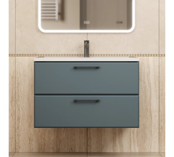 Тумба с раковиной для ванной Uperwood Foster New_80 см, подвесная, серый графит KFosterNEW80g