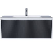 Тумба с раковиной для ванной Uperwood Next Premium_подвесная, 100 см, белая/графит, 1 ящик 3930205170