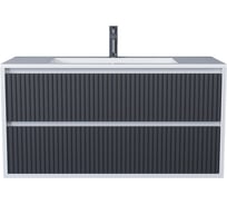 Тумба с раковиной для ванной Uperwood Next Premium_подвесная, 100 см, белая/графит, 2 ящика 3930205171