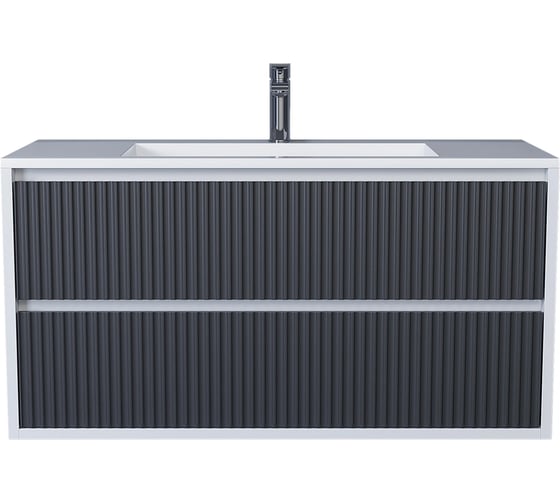 Тумба с раковиной для ванной Uperwood Next Premium_подвесная, 100 см, белая/графит, 2 ящика 3930205171