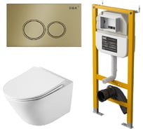 Комплект DQ Унитаз подвесной безободковый торнадо Rhein.Bach DT1476516, 500х360х350мм, сиденье микролифт DS1471605