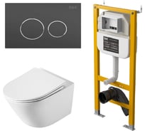 Комплект DQ Унитаз подвесной безободковый торнадо Rhein.Bach DT1476516, 500х360х350мм, сиденье микролифт DS1471606