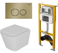 Комплект DQ Унитаз подвесной безободковый торнадо DK Berlin DT1436516, 490х340х350 мм, сиденье микролифт D DS1431633