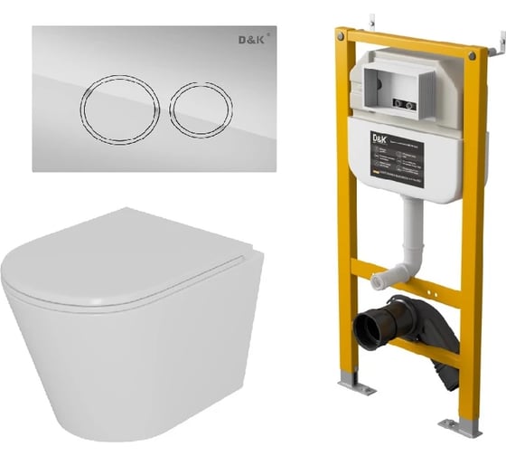 Комплект DQ Унитаз подвесной безободковый торнадо DK Venice DT1026516, 515х355х365 мм, сиденье микролифт D DS1021614