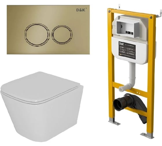 Комплект Унитаз подвесной безободковый DQ DK Berlin DT1436016+Инсталляция рамная скрытого монтажа D DS1431630