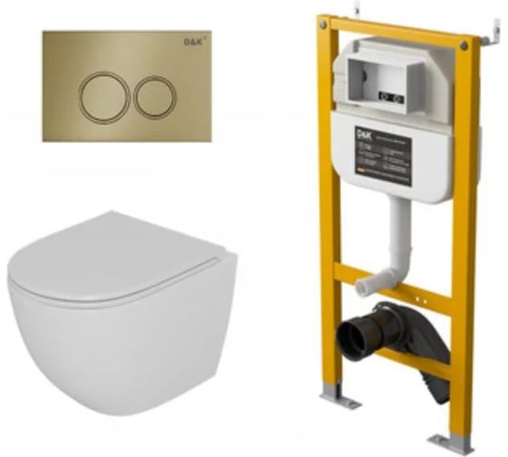 Комплект Унитаз подвесной безободковый DQ DK Matrix DT1396016+Инсталляция рамная скрытого монтажа DK DS1391622