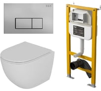 Комплект Унитаз подвесной безободковый DQ DK Matrix DT1396016+Инсталляция рамная скрытого монтажа DK DS1391626
