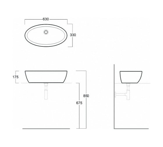 Накладная раковина SIMAS LFT SPAZIO 63x33x17.5, без отверстий, белый LFT 64 bia