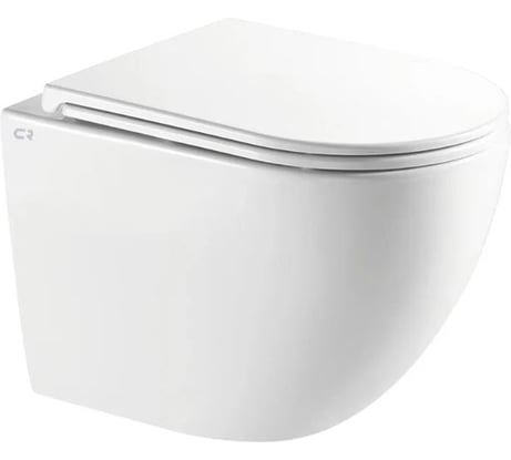 Безободковый подвесной унитаз CHARUS ESTELLA TORNADO (горизонтальный выпуск в стену, легкосъемное сиденье с микролифтом, тип смыва: Торнадо, материал: Санфарфор) CR.521.WT3.01