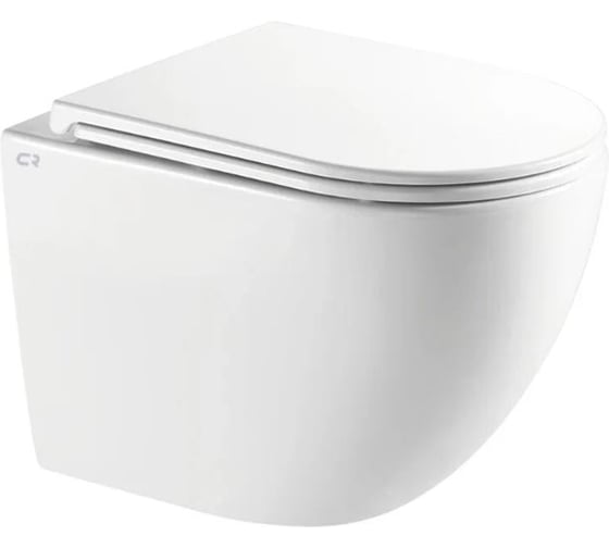 Безободковый подвесной унитаз CHARUS ESTELLA TORNADO с горизонтальным выпуском в стену c легкосъемным сиденьем с функцией микролифт в комплекте, Торнадо, 520х365х360 мм, Санфарфор CR.521.WT3.01