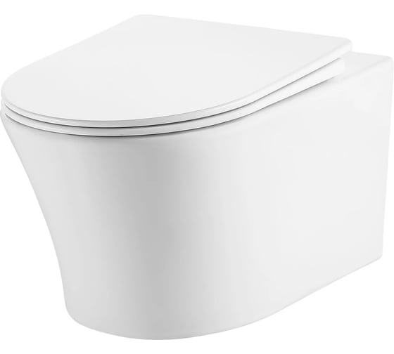 Унитаз подвесной DQ тонкий ободок торнадо Bonn 522х365х340 мм, сиденье микролифт, белый D DT1706516