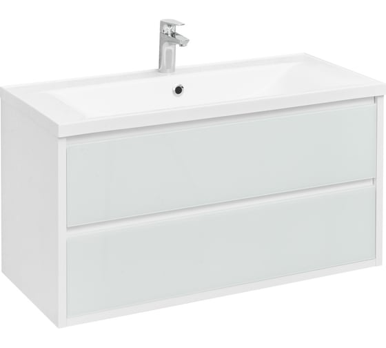 Тумба AQUATON Римини 100 с раковиной Айрис 100, цвет белый глянец 1A2328V0RN010