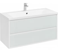 Тумба AQUATON Римини 100 с раковиной Айрис М 100, цвет белый глянец 1A2328V1RN010