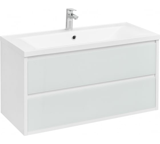 Тумба AQUATON Римини 100 с раковиной Айрис М 100, цвет белый глянец 1A2328V1RN010