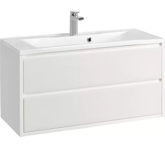 Тумба AQUATON Римини 100 с раковиной Премьер М 100, цвет белый глянец 1A2328V2RN010