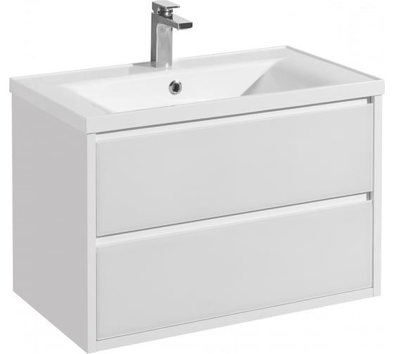 Тумба AQUATON Римини 80 с раковиной Айрис М 80, цвет белый глянец 1A2267V2RN010