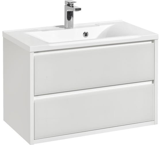 Тумба AQUATON Римини 80 NEW с раковиной Премьер М 80, цвет белый глянец 1A2267V3RN010