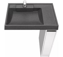 Тумба AQUATON под стиральную машину Лондри 20 с раковиной Рейн 80, цвет графит 1A2361V1LH010