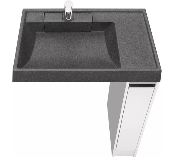 Тумба AQUATON под стиральную машину Лондри 20 с раковиной Рейн 80, цвет графит 1A2361V1LH010