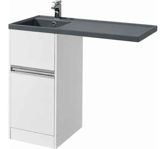 Тумба AQUATON под стиральную машину Лондри 40 с раковиной Лондри 105 левая, цвет графит 1A2360V3LH010