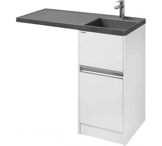 Тумба AQUATON под стиральную машину Лондри 60 с раковиной Лондри 120 правая, цвет графит 1A2359V2LH010