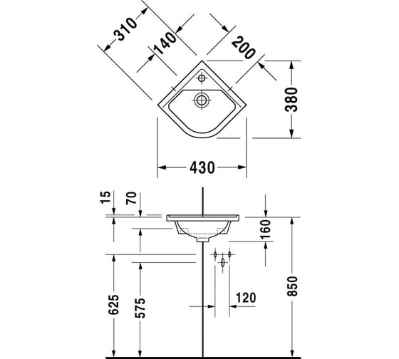 Угловая раковина DURAVIT Starck 3 0752440000
