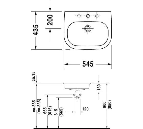 Встраиваемая раковина DURAVIT D-Code 0337540000