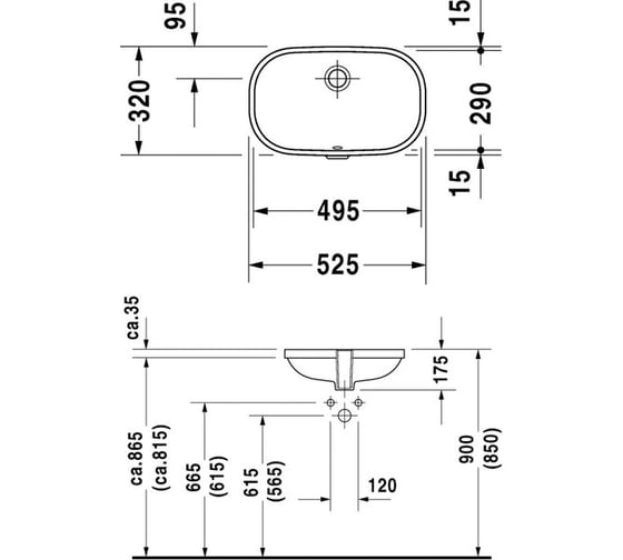 Раковина под столешницу 490 DURAVIT D-Code 0338490000